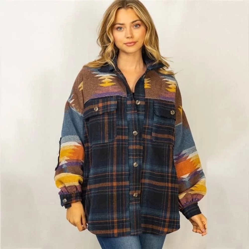 UO BDG flannel shacket‎ Aztec barn coat southwestern Urban Outfitters